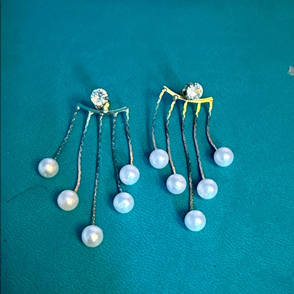 Elegant Silver and White Dangle Earrings